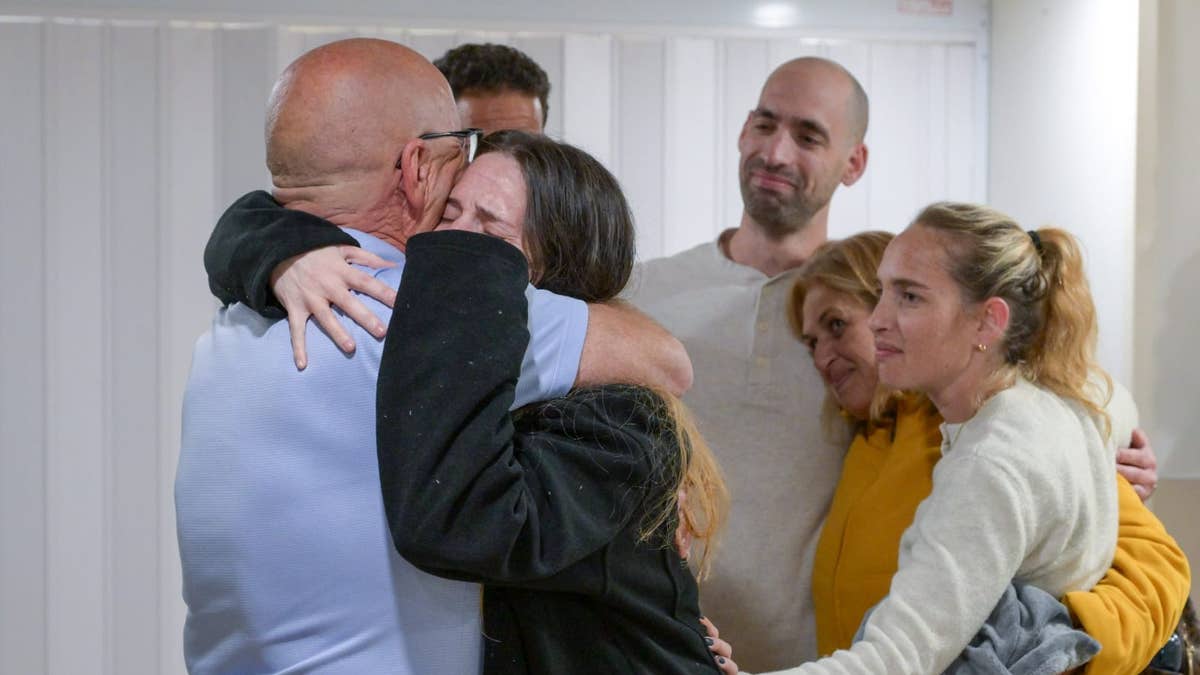 The family of Doron Steinbrecher welcome her back to freedom in an emotional reunion in Israel.